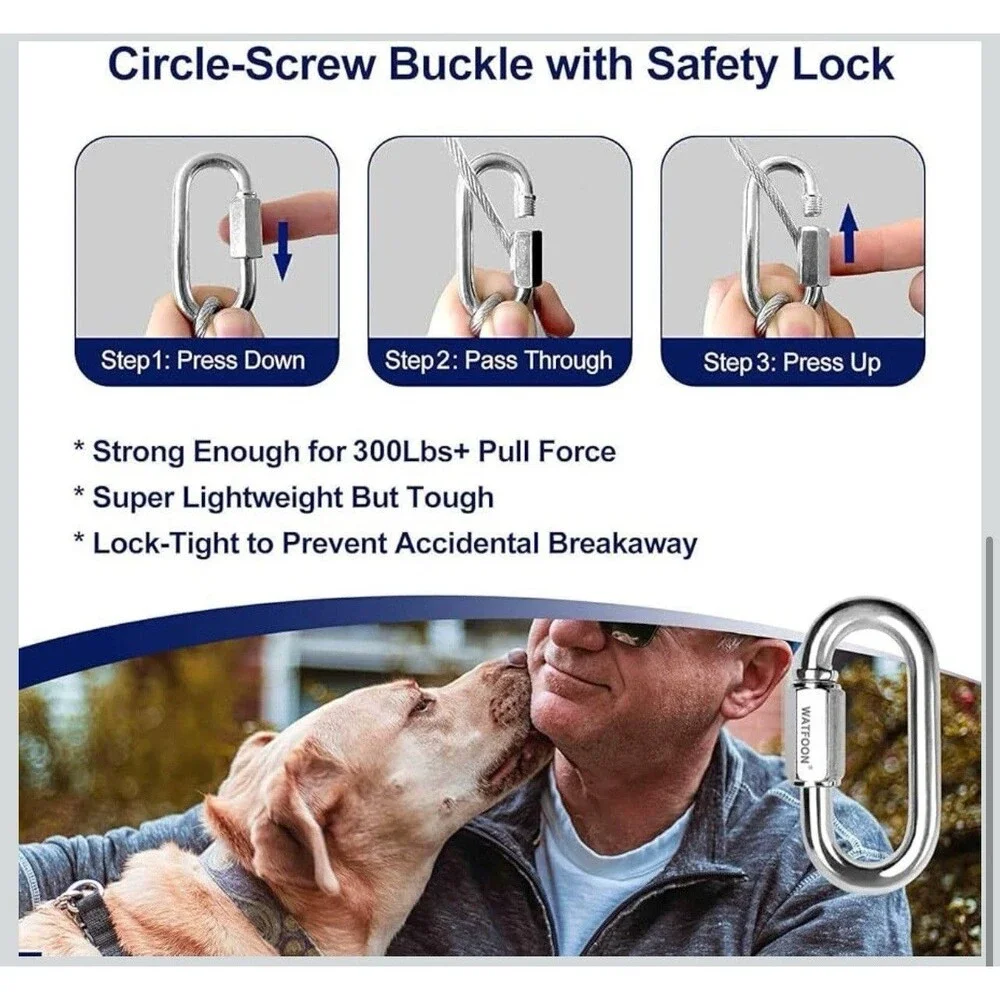 Tie Out Cable for Dogs up to 300Lbs, 65Ft Extra Strong 1Klbs Break Strength NEW - Picture 5 of 8